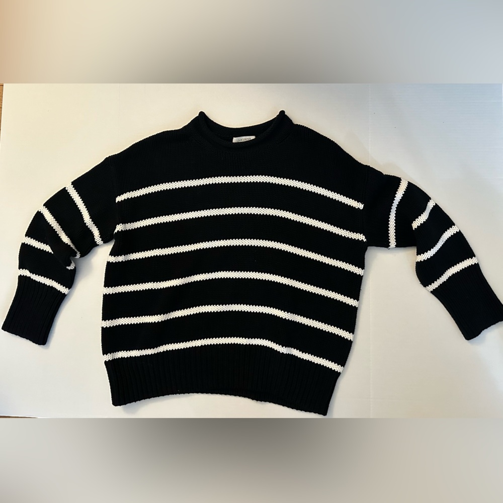 La Ligne Marin Cotton Blend Sweater Black with White Stripes Size XL